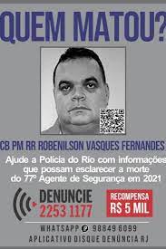 Cartaz do Portal dos Procurados pede informações sobre a morte do PM reformado Robenilson Vasques Fernandes