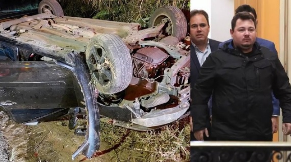 O carro de Vinícius Hayden ficou destruído. Ex-assessor prestou depoimento com colete à prova de balas